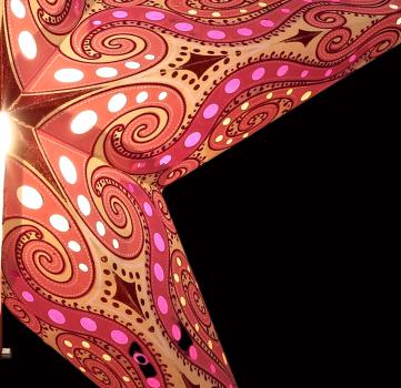 Mandala Glitter Pink  - Faltbarer Leuchtstern, Weihnachtsstern aus Papier mit 5 Zacken, 60 cm